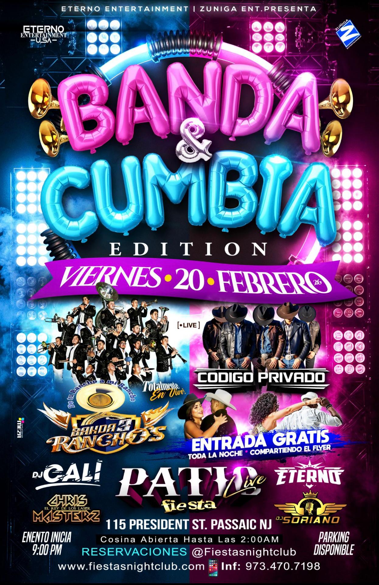 BANDA 3 RANCHOS, CODIGO PRIVADO, DJ CALI, CHRIS MASTER Z, SORIANO, ETERNO