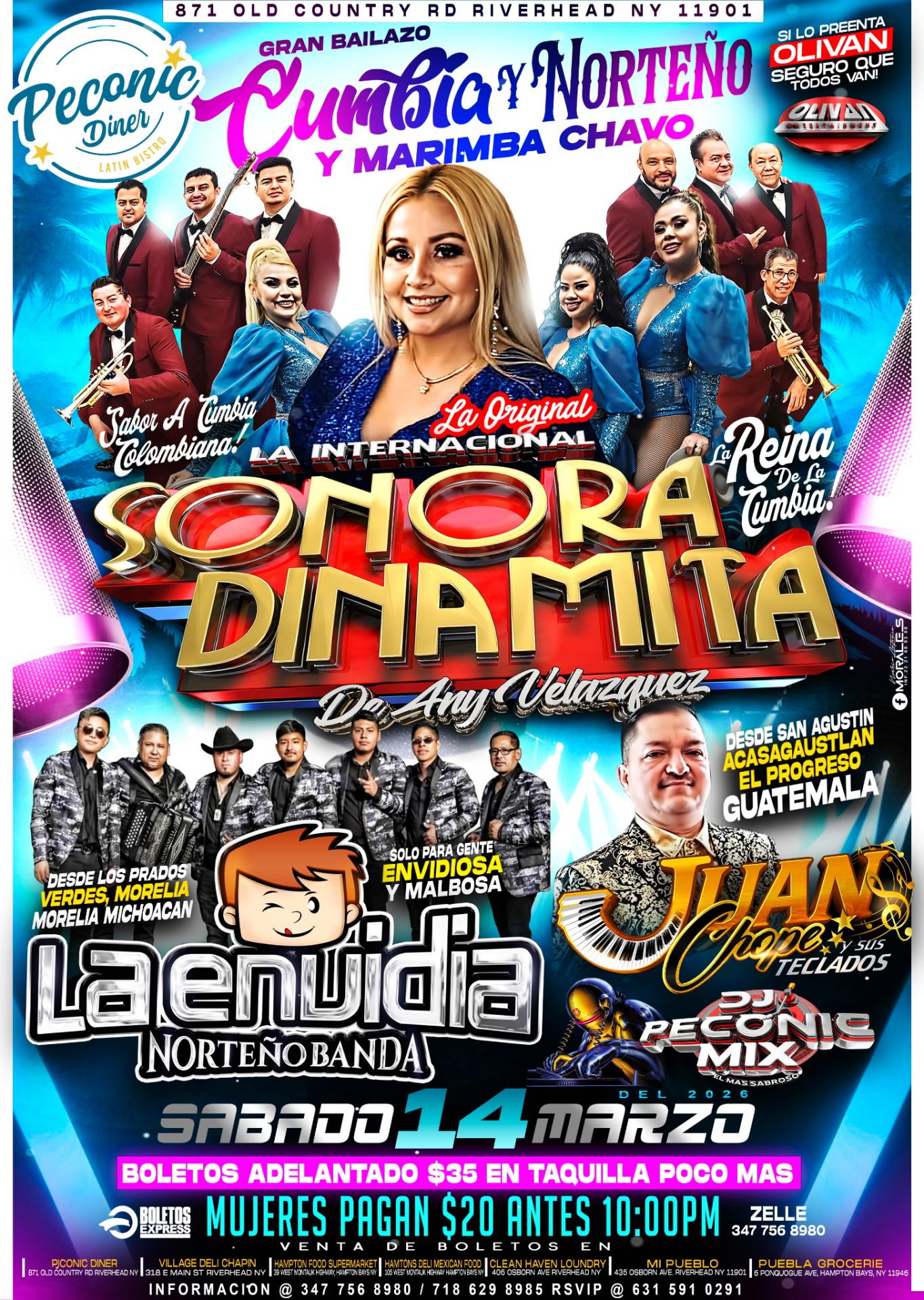 La International Sonora Dinamita Any Velasquez, Envidia Norteno Band, Juanchope Y Sus Teclaods